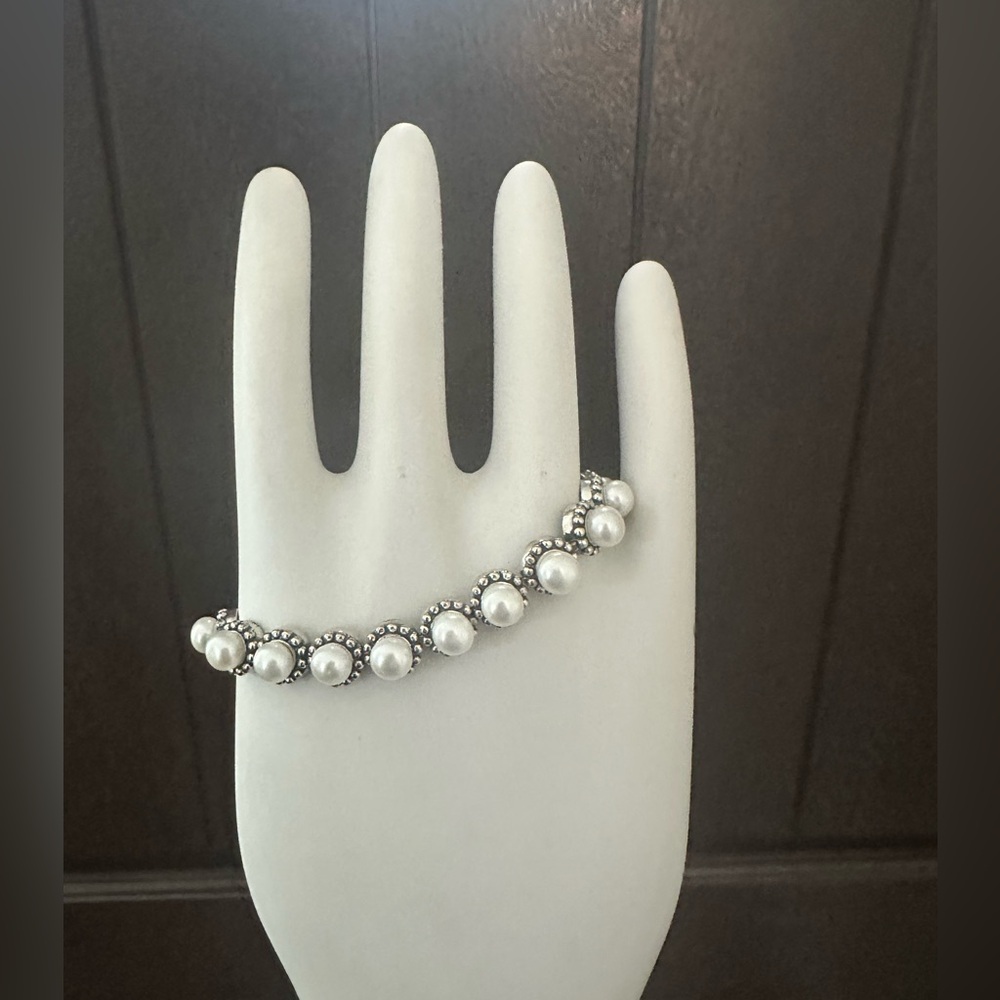 7mm Akoya Pearl Sterling Silver 925 Caviar Beaded Bezel